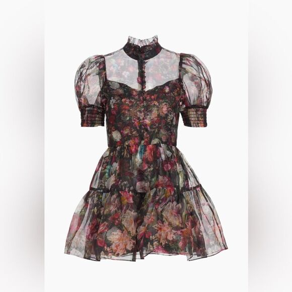Alice + Olivia Vernita Floral Silk Tulle Minidress size 8 - Picture 5 of 16